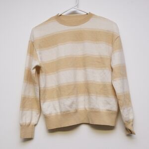 Goelia Peach and White Striped Wool Sweater
